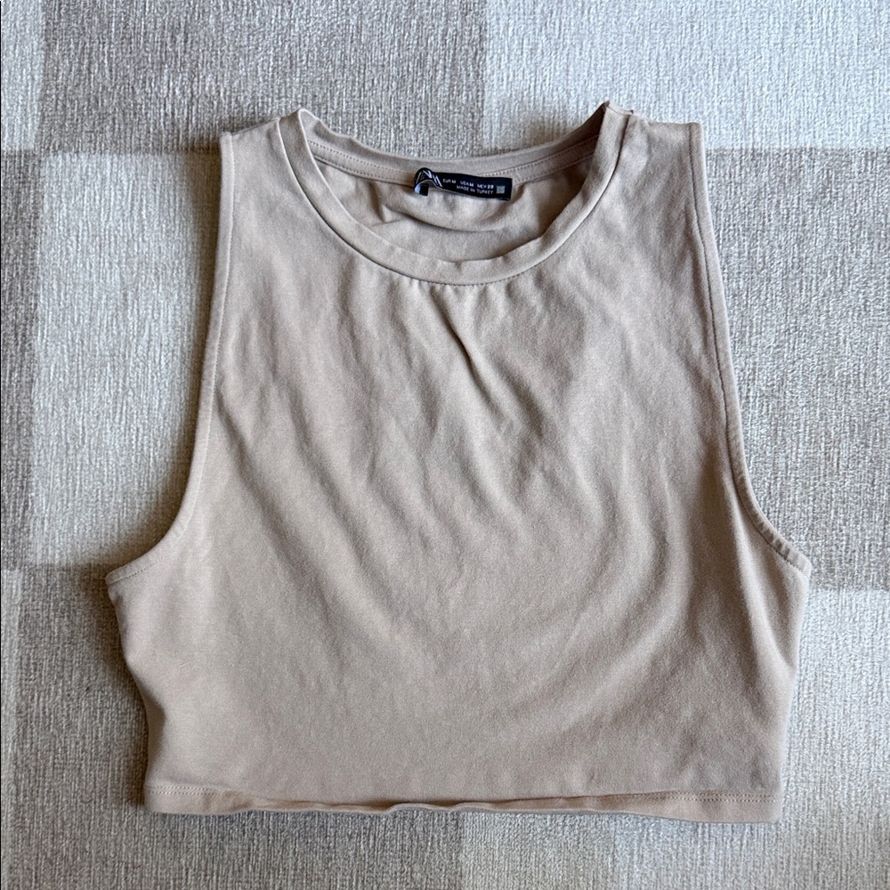 Zara Beige Sleeveless Crop Top